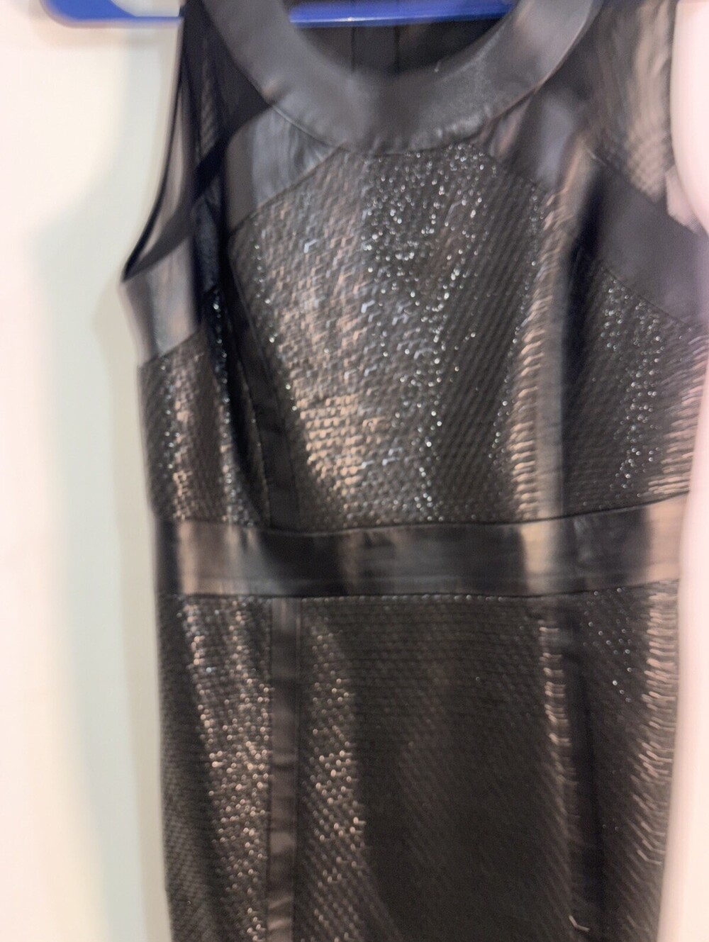 Milly Black Lambskin Trim With‎ Faux Metallic Fabric Size 8 Made In USA - Picture 5 of 16